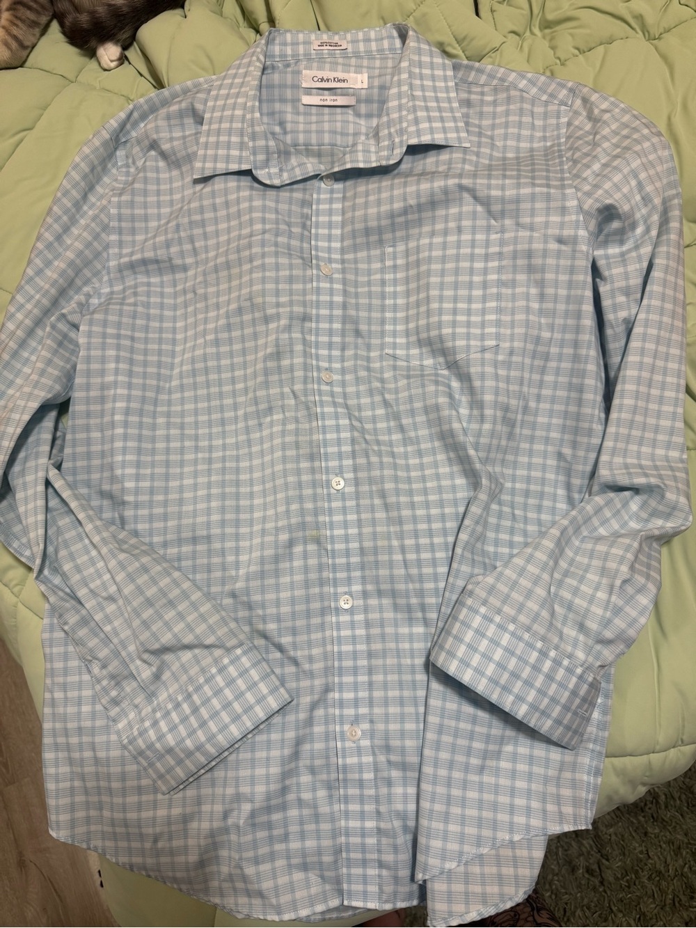 Calvin Klein Blue Plaid Men's Dress Shirt